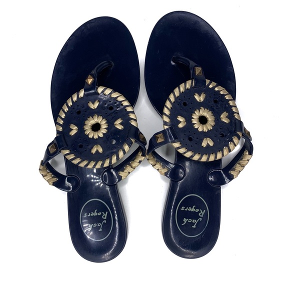 Jack Rogers Georgica Jelly Midnight Gold Sandals - Picture 4 of 6